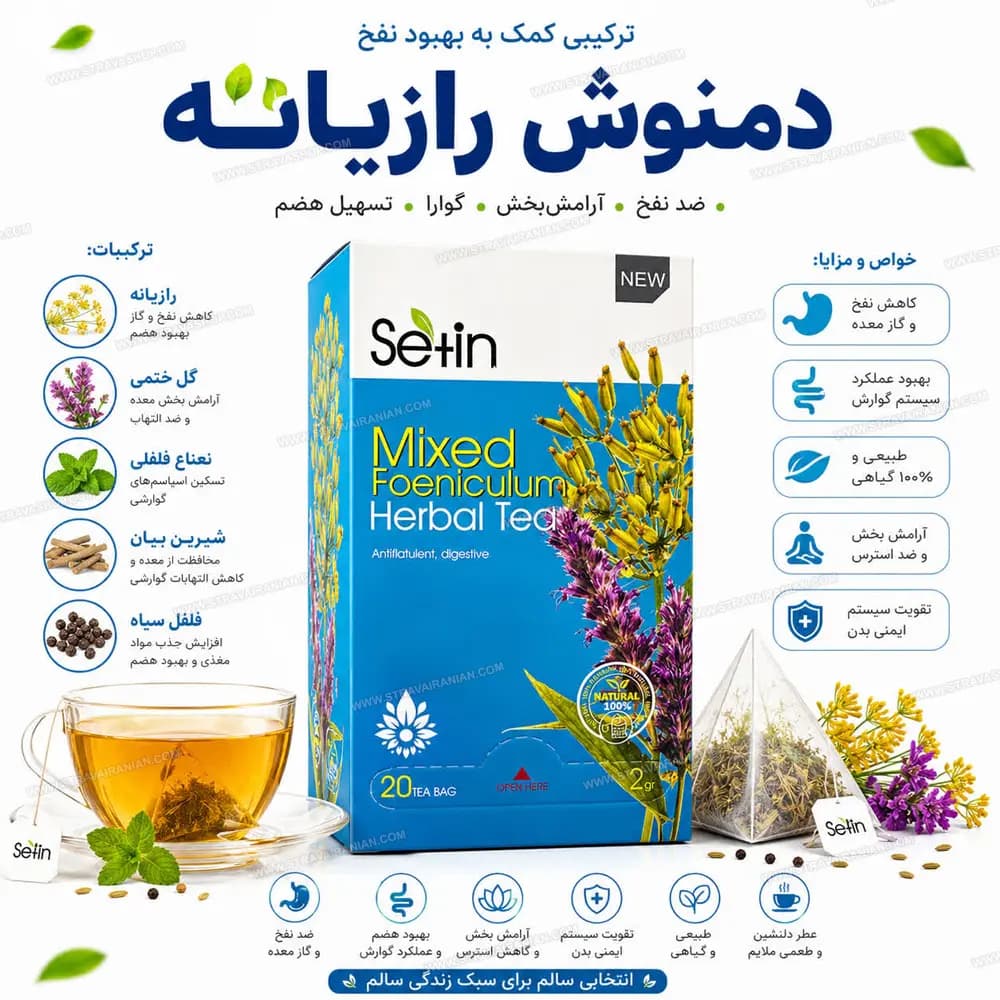 دمنوش رازیانه ترکیبی 20 عددی ستین با بهترین قیمت + خرید آنلاین — تصویر ۲