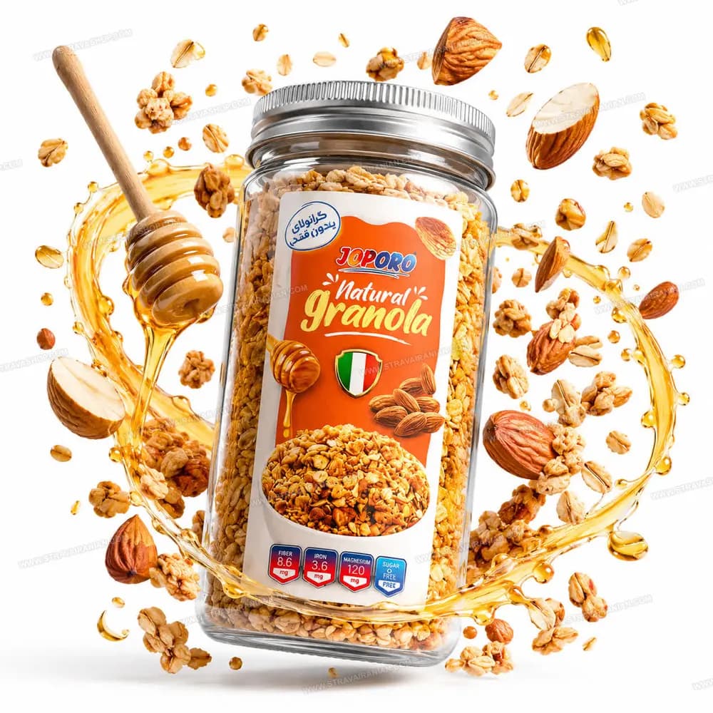 گرانولا رژیمی و بدون شکر بادام و عسل 300 گرمی جوپرو با بهترین قیمت + خرید آنلاین — تصویر ۴