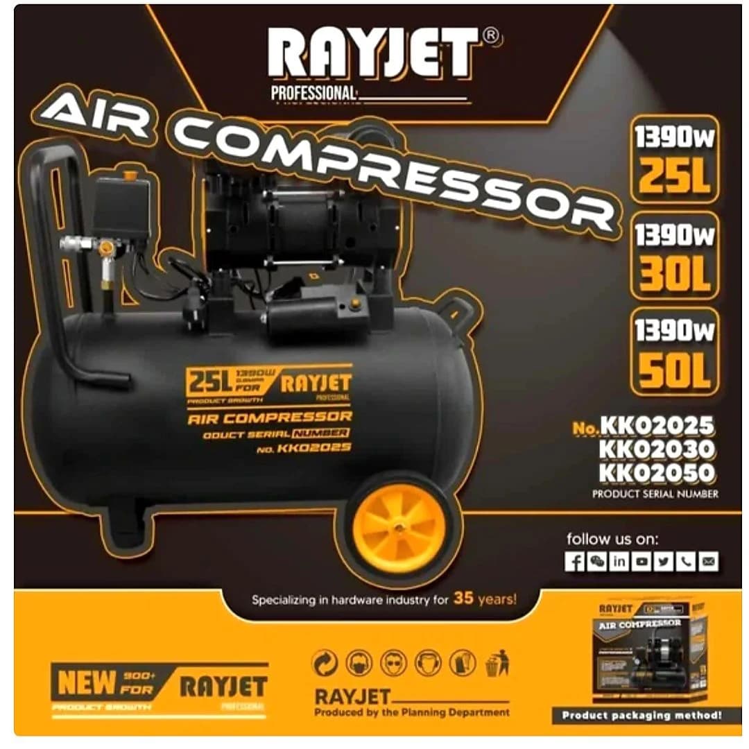 پمپ کمپرسور باد 25لیتری سایلنت رایجتRAYJET — تصویر ۲