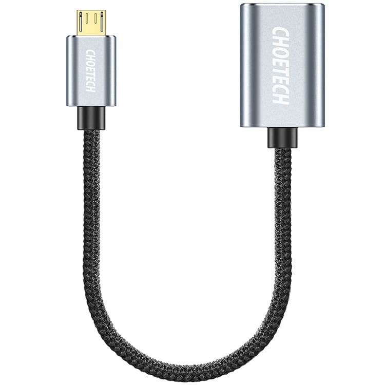 کابل CHOETECH چویتِک OTG تبدیل Micro USB به ورودی USB طول 20 سانتیمتری مدل AB0013