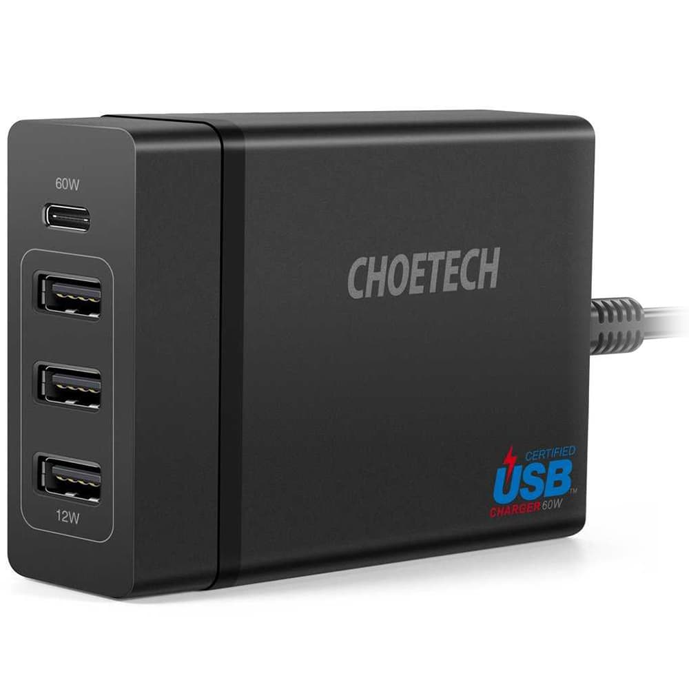 شارژر آداپتور CHOETECH چویتِک 72 وات 4 پورت مدل PD72W-1C3U