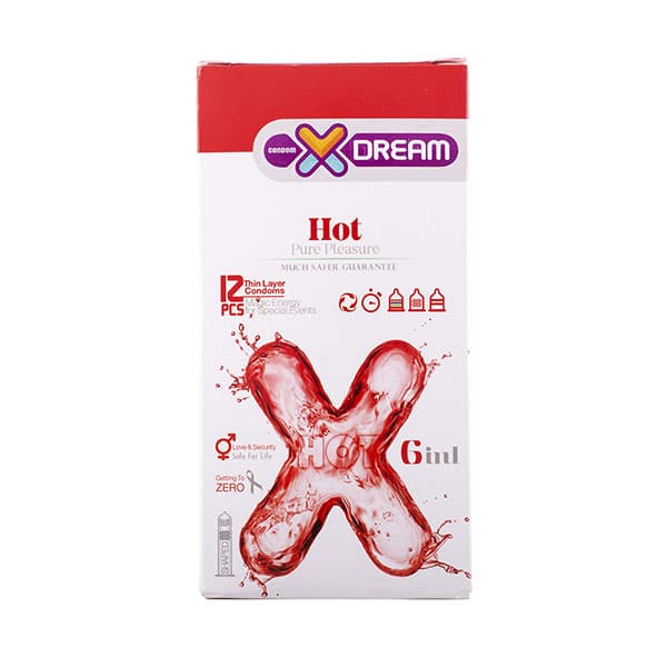 کاندوم ۶ کاره داغ ایکس دریم XDream Hot 6 in 1 – بسته 12 عددی تاخیری، خاردار، گرم‌کننده و تحریک‌کننده با شش ویژگی برای لذت مضاعف