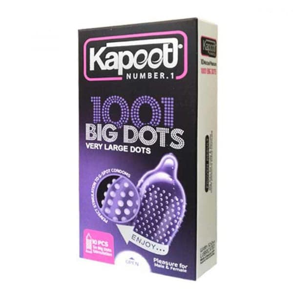 کاندوم خار درشت کاپوت Kapoot 1001 Big Dots | بسته 10 عددی افزایش تحریک و حس بیشتر با خارهای بزرگ و برجسته — تصویر ۲