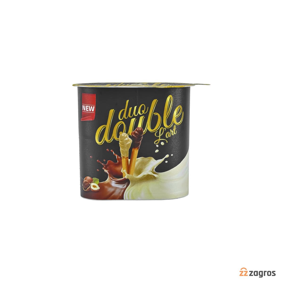 بیسکویت چوب شکلاتی Duo Double با پوشش شکلات شیری و فندقی 50 گرم