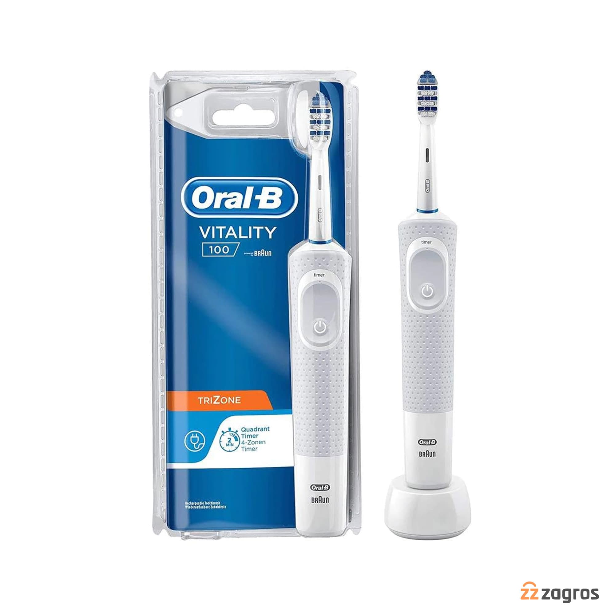 مسواک برقی اورال بی مدل Vitality 100 Trizone رنگ سفید