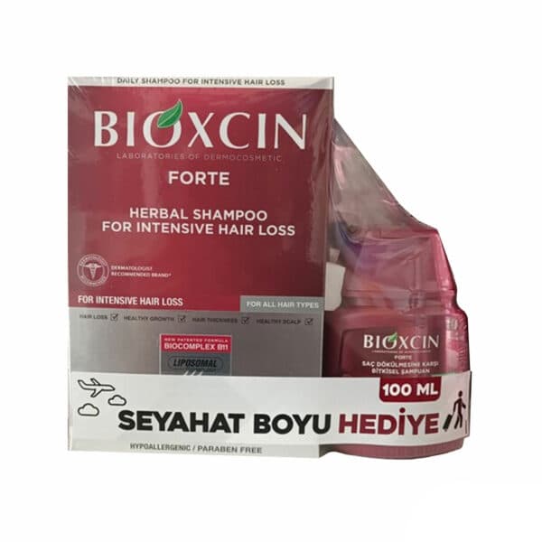 پک شامپو گیاهی ضد ریزش مو بیوکسین سری Forte مناسب انواع مو 300 + 100 میل — تصویر ۳