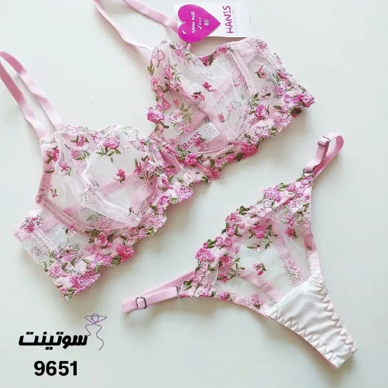 ست شورت و سوتین توری فانتزی گلدار هانیس 9651 — تصویر ۲