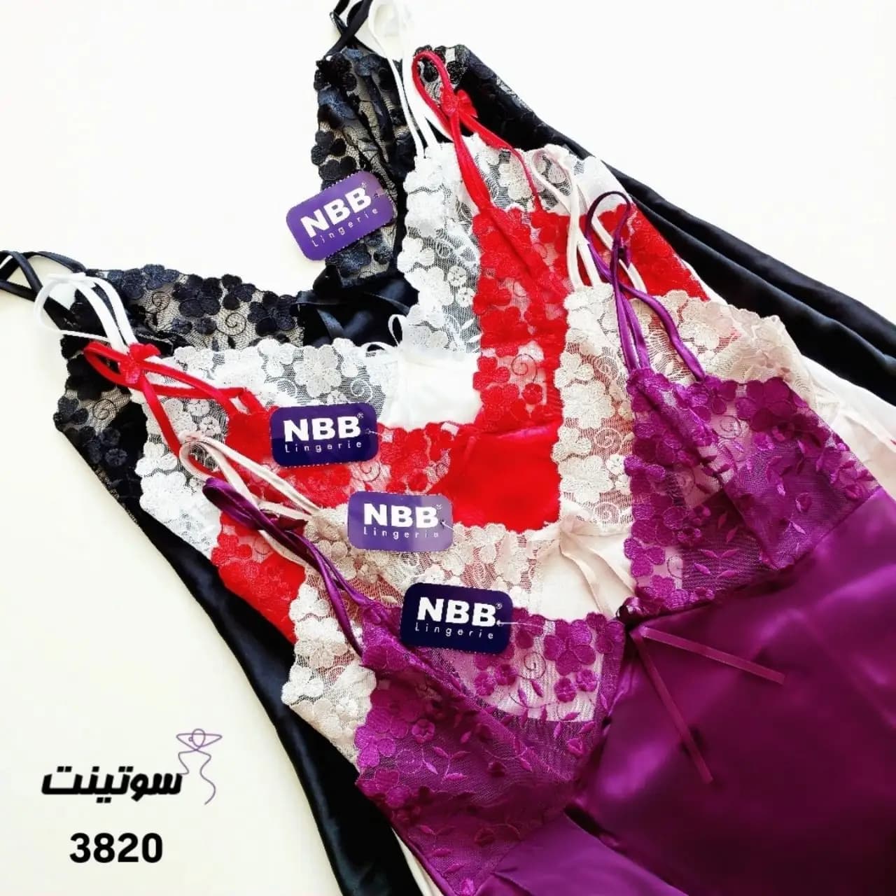 لباس خواب ساتن گیپوری 3232 — تصویر ۶