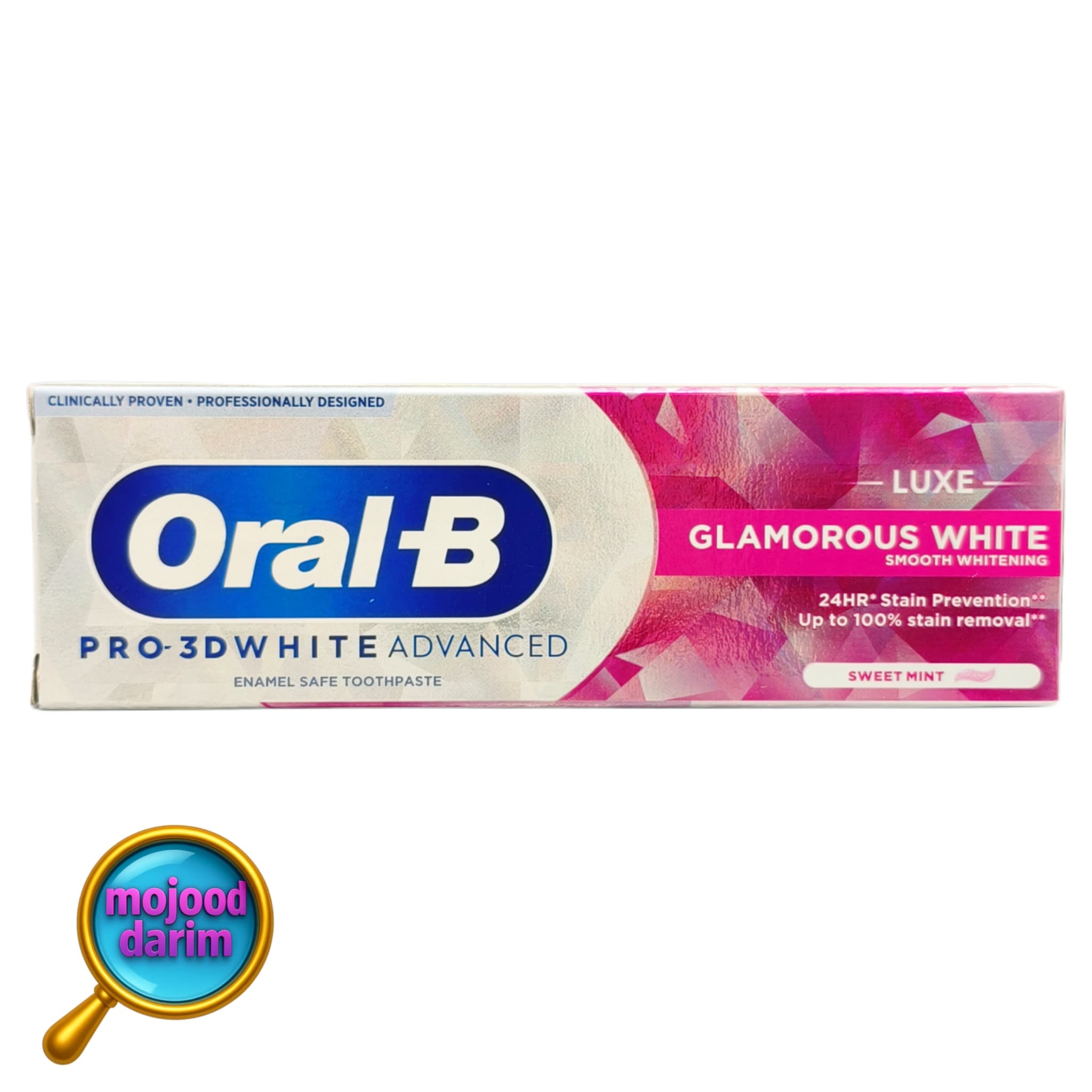 خمیر دندان اورال بی اورجینال پرو تری دی وایت مدل لوکس گلامورس وایت 75 میل | PRO-3D WHITE ORAL-B LUXE GLAMOROUS WHITE