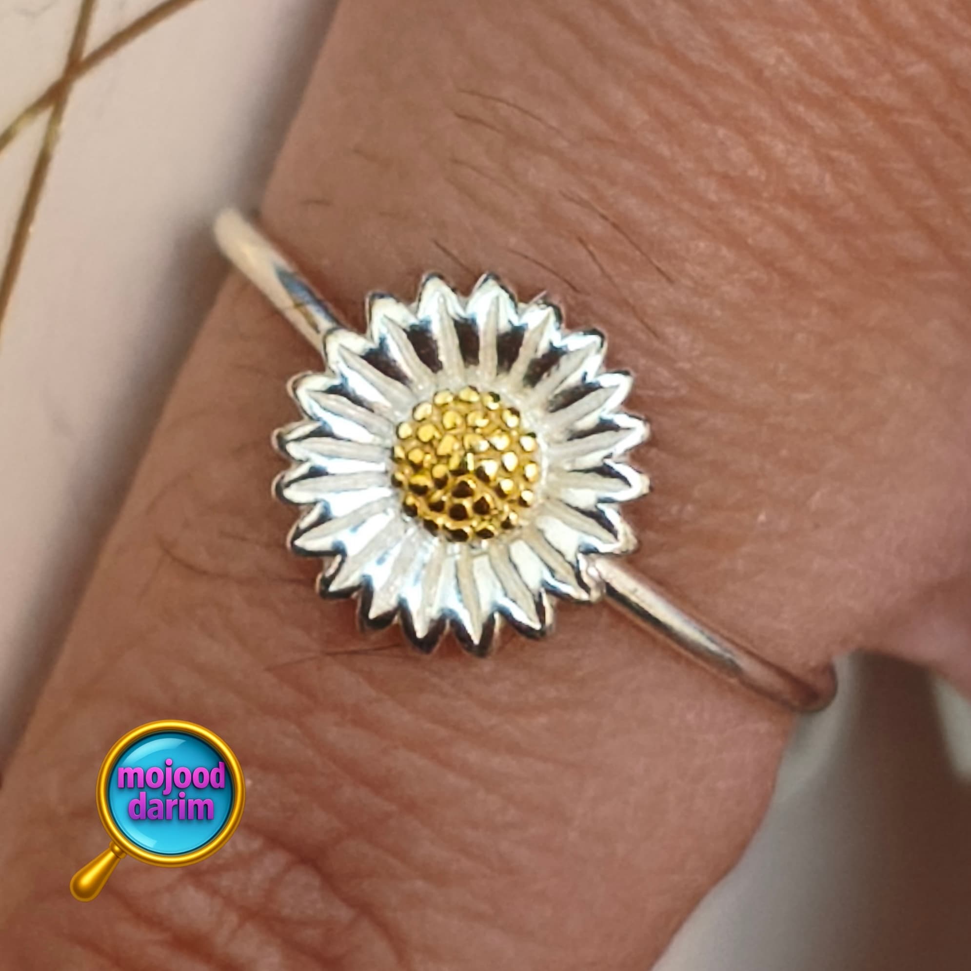 اکسسوری انگشتر نقره 925 طرح گل بابونه