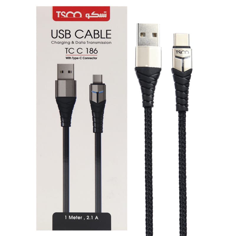 کابل USB به USB-C تسکو مدل TC C186 طول 1 متر