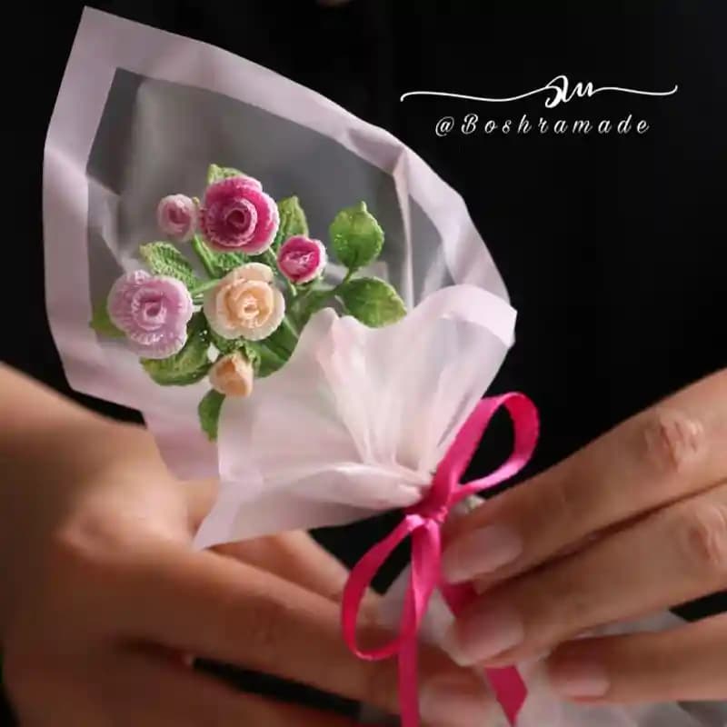 مینی دسته گل رز مینیاتوری شش گل | کد8882 — تصویر ۴