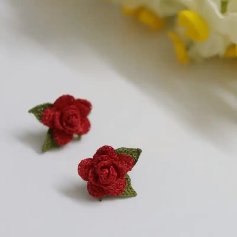 گوشواره گل رز کد A534 — تصویر ۷