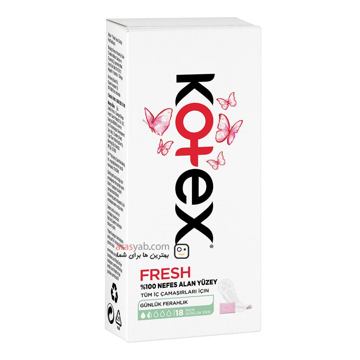پد روزانه نازک کوتکس KOTEX معطر مدل Fresh بسته 18 عددی