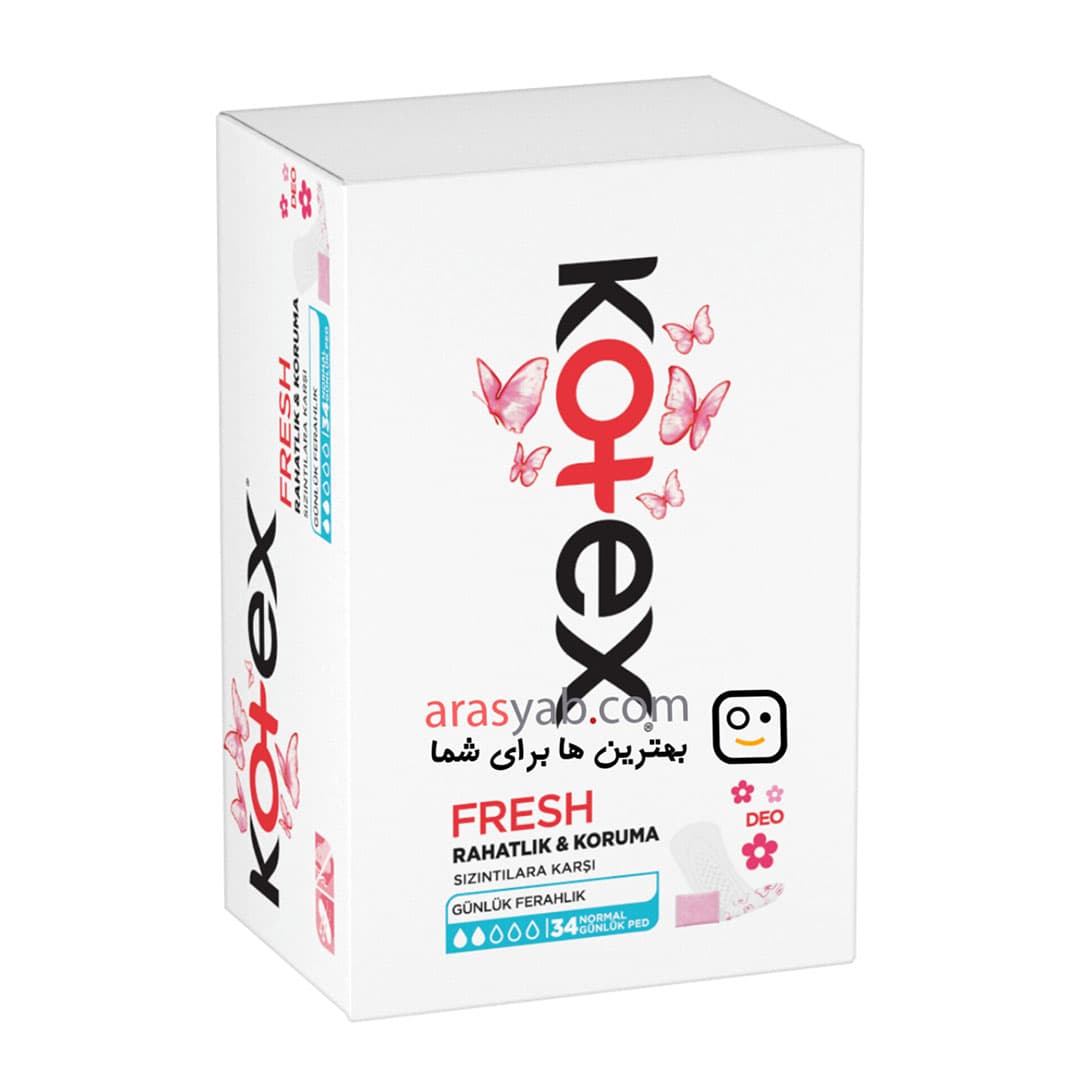 پد روزانه kotex کوتکس سایز نرمال بسته ۳۴ عددی