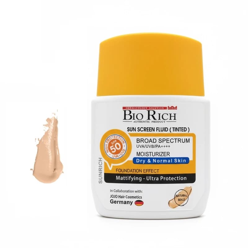 فلوئید ضد آفتاب SPF50 پوست خشک و نرمال بژ طبیعی بایوریچ 50 میلی لیتر Bio Rich — تصویر ۶