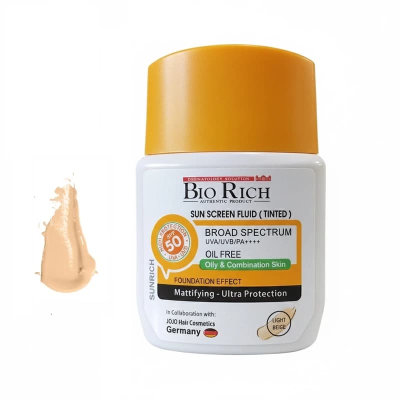 فلوئید ضد آفتاب SPF50 پوست خشک و نرمال بژ طبیعی بایوریچ 50 میلی لیتر Bio Rich — تصویر ۸