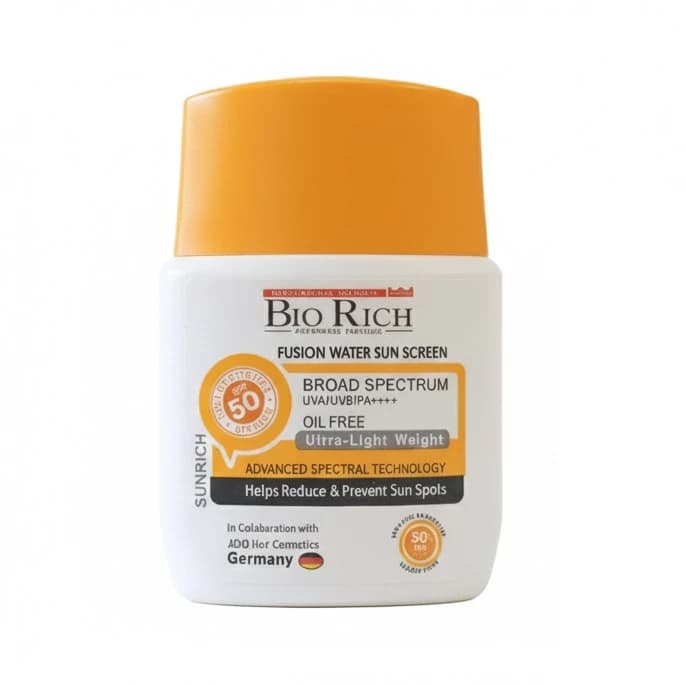 فلوئید ضد آفتاب SPF50 بی رنگ انواع پوست مدل SunRich بایوریچ 50 میلی لیتر Bio Rich