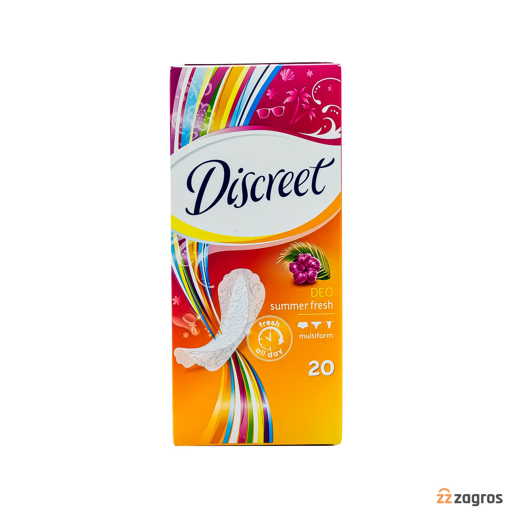 پد روزانه معطر دیسکرت Discreet مدل Summer fresh با رایحه گل ۲۰ عددی — تصویر ۵