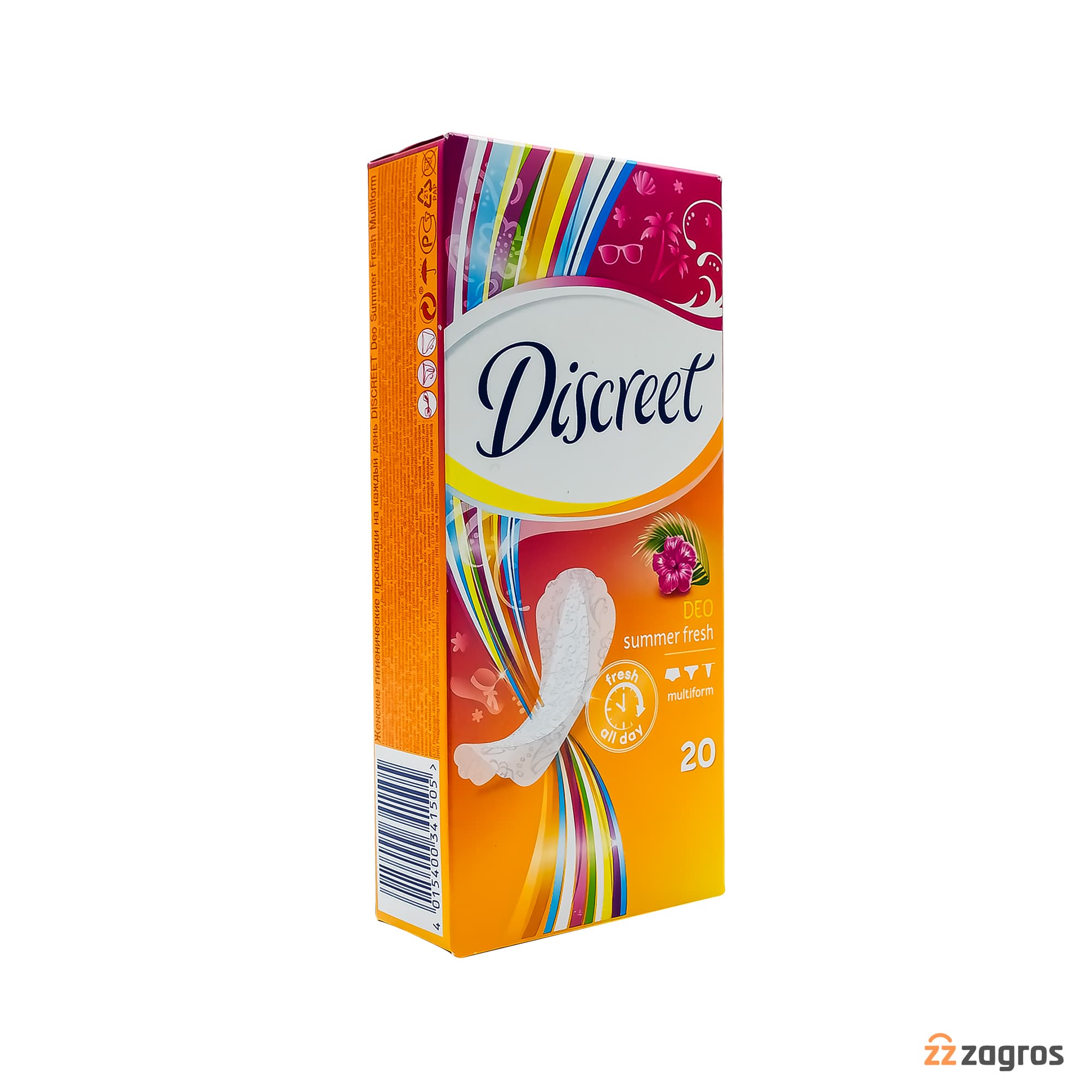 پد روزانه معطر دیسکرت Discreet مدل Summer fresh با رایحه گل ۲۰ عددی — تصویر ۷