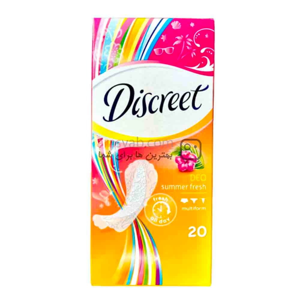 پد روزانه معطر دیسکرت Discreet مدل Summer fresh با رایحه گل ۲۰ عددی