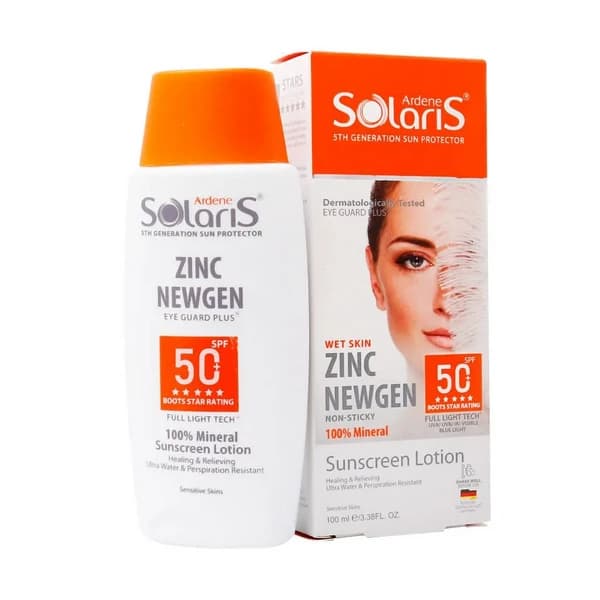 لوسیون ضدآفتاب زینک نیوژن +50 SPF پوست حساس آردن سولاریس 100 میلی لیتر Ardene Solaris
