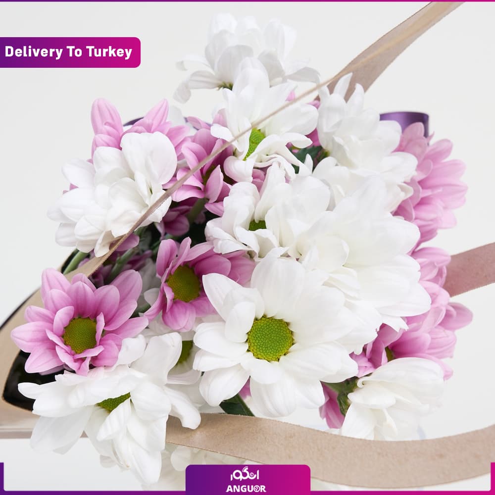 دسته گل داوودی سفید (ارسال گل به ترکیه) — تصویر ۵