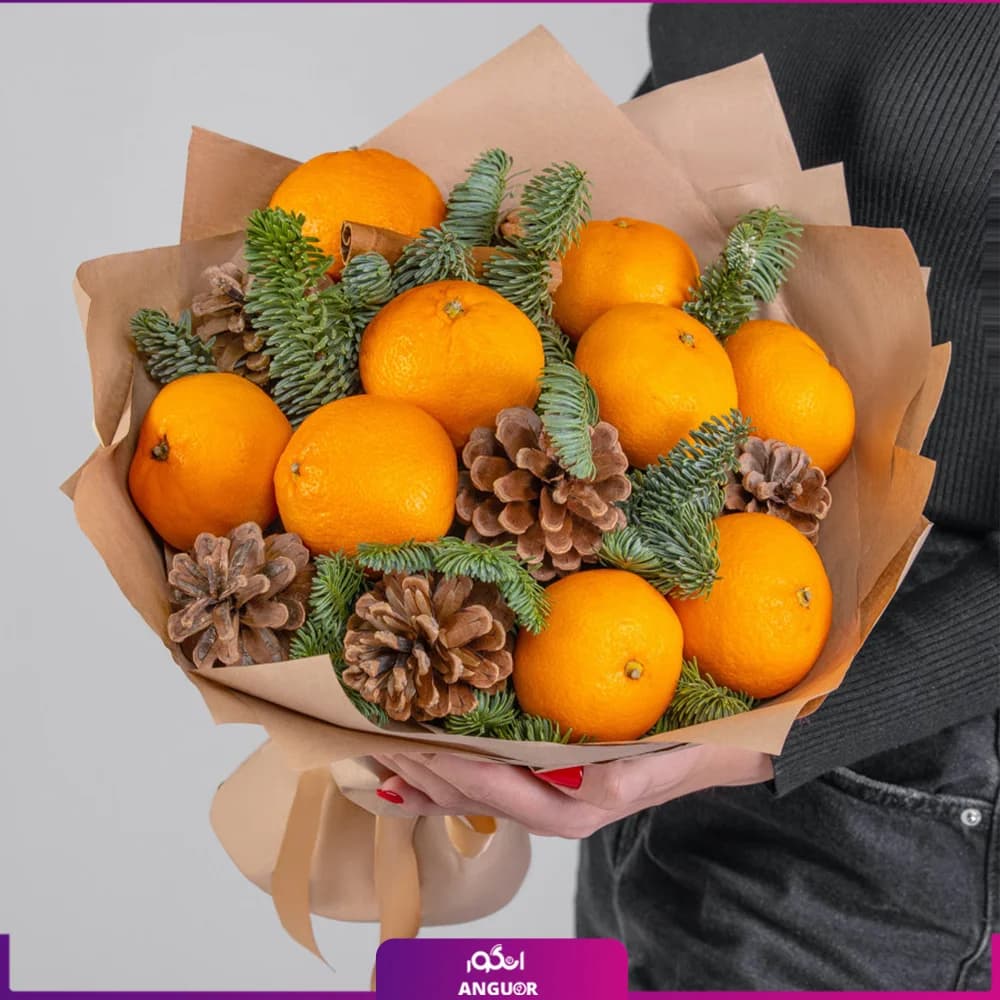 دسته گل کریسمس به همراه پرتقال (سال نو میلادی)