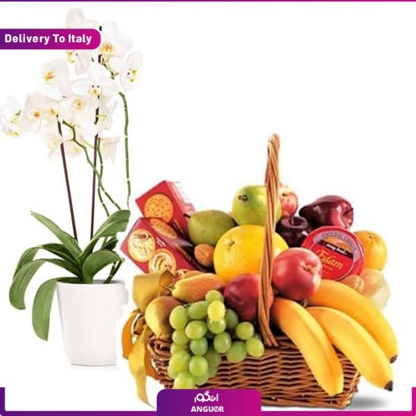 سبد گل و میوه برای کریسمس (ارسال گل به ایتالیا)