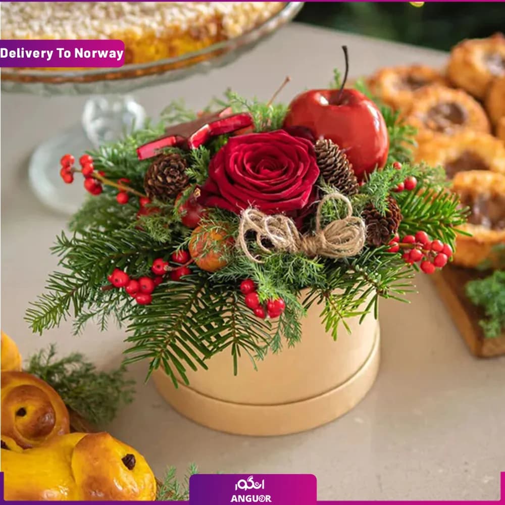 باکس گل کریسمس بابا نوئل (ارسال گل به نروژ) — تصویر ۳