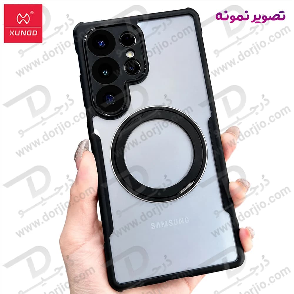 گارد شفاف رینگ استند 360 درجه مگ‌سیف Galaxy S23 Ultra مارک XUNDD سری Beatle Rotatable — تصویر ۹