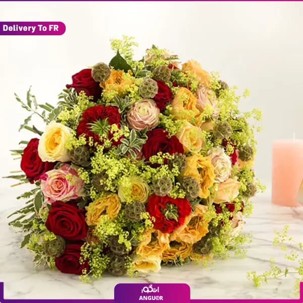 دسته گل رنگ عاشقانه (تحویل در فرانسه) — تصویر ۲