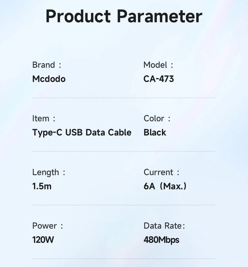 کابل شارژ 120 وات 1.5 متر USB-A به Type-C برند مک دودو مدل Mcdodo CA-4730 — تصویر ۷