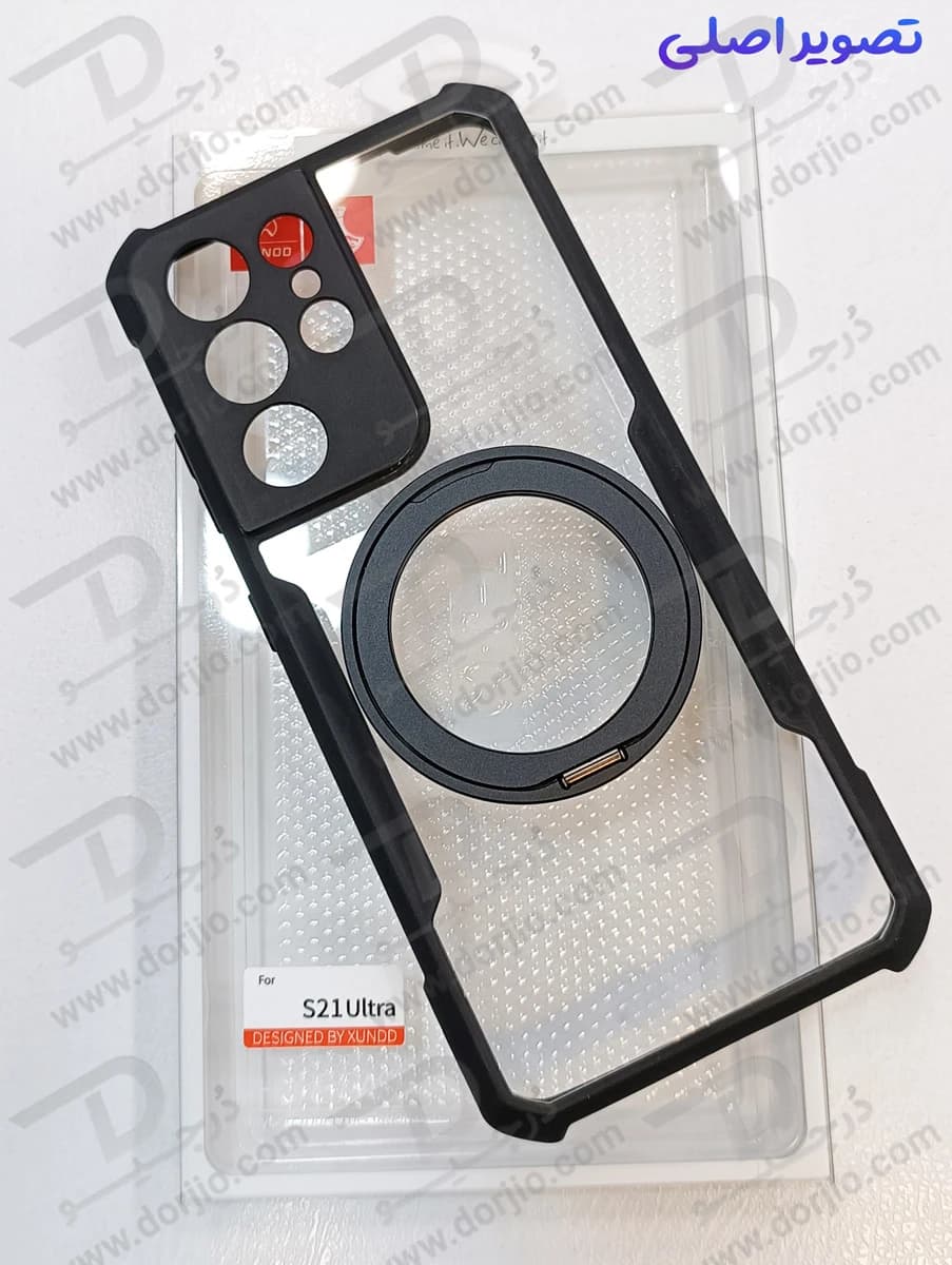 گارد شفاف رینگ استند 360 درجه مگ سیف Galaxy S21 Ultra مارک XUNDD سری Beatle Rotatable — تصویر ۱۱