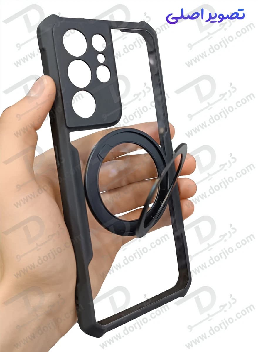 گارد شفاف رینگ استند 360 درجه مگ سیف Galaxy S21 Ultra مارک XUNDD سری Beatle Rotatable — تصویر ۵
