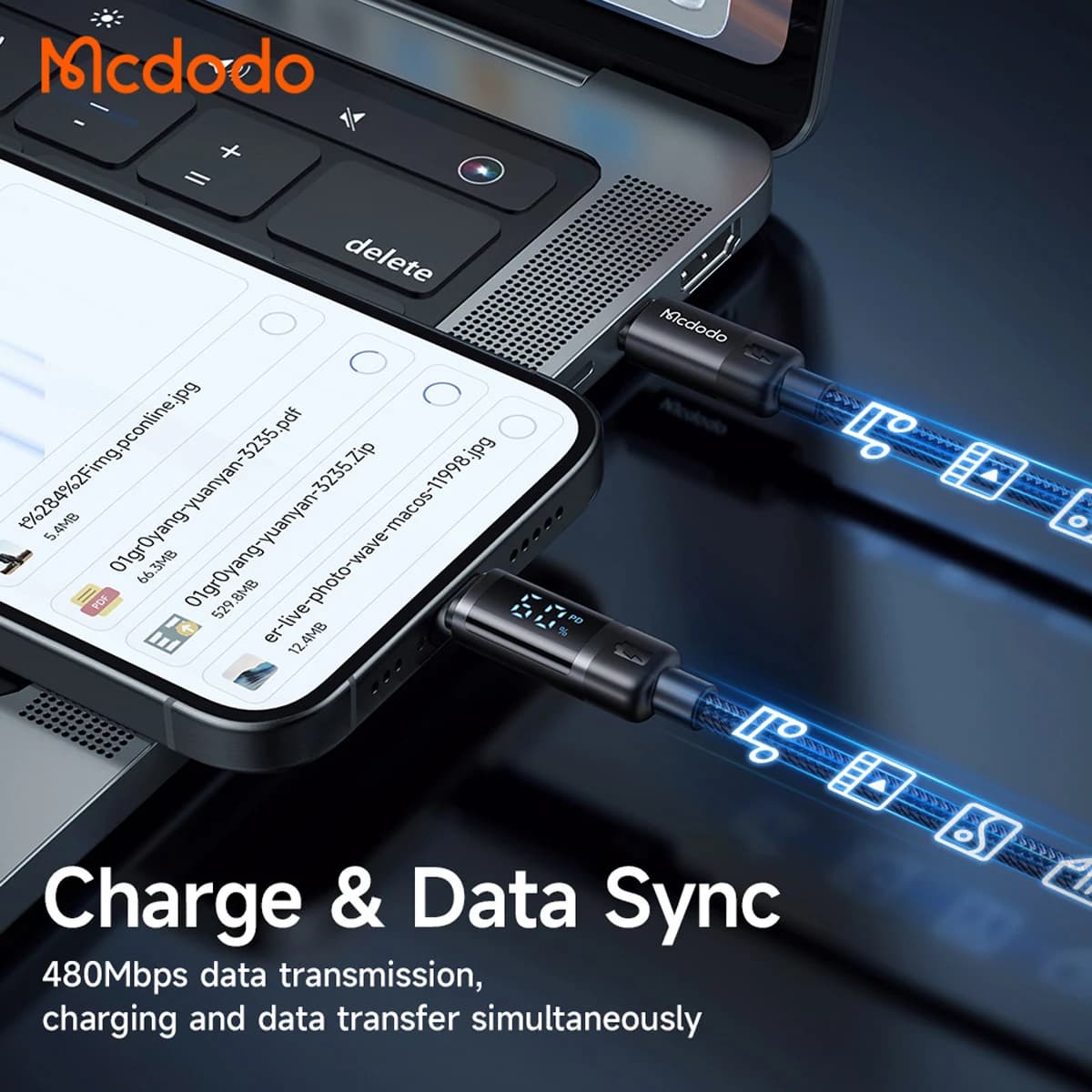 کابل شارژ 60وات دو سر Type-C نمایشگر دار 1.2 متر برند مک دودو مدل Mcdodo CA-5780 — تصویر ۸