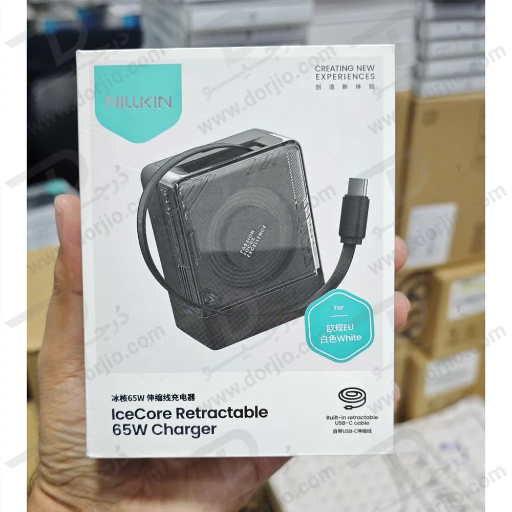 شارژر دیواری 65 وات نیلکین Nillkin IceCore با کابل Type-C جمع‌شونده، فناوری GaN و شارژ سریع دوگانه — تصویر ۷