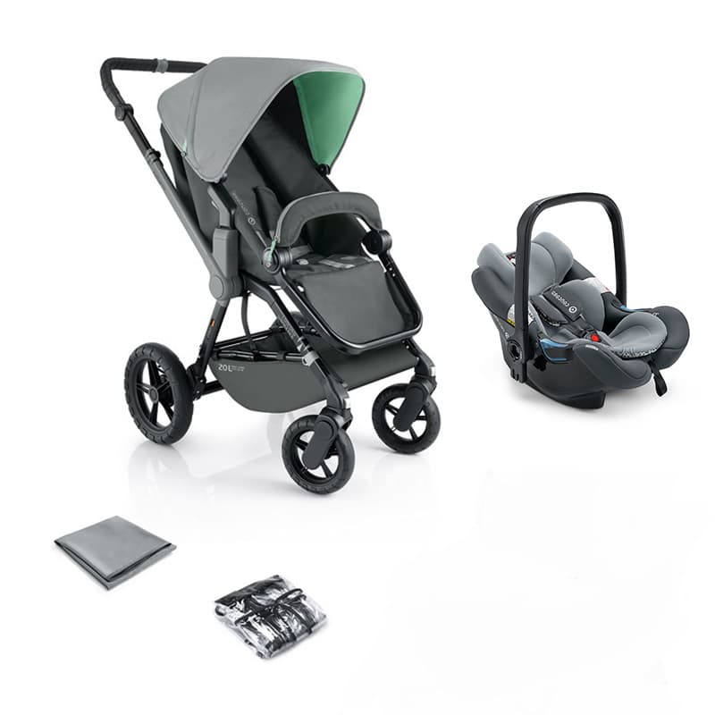 ست كالسكه دو طرفه واندرر و کریر طوسي کونکورد Concord WANDERER Stroller and AirSafe Carrier