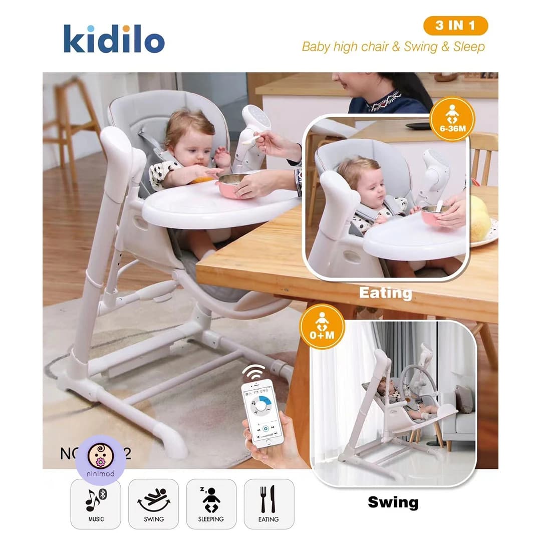 صندلی غذا تاب شو برقی مدل TY02 برند کیدیلو kidilo (سه کاره) — تصویر ۶