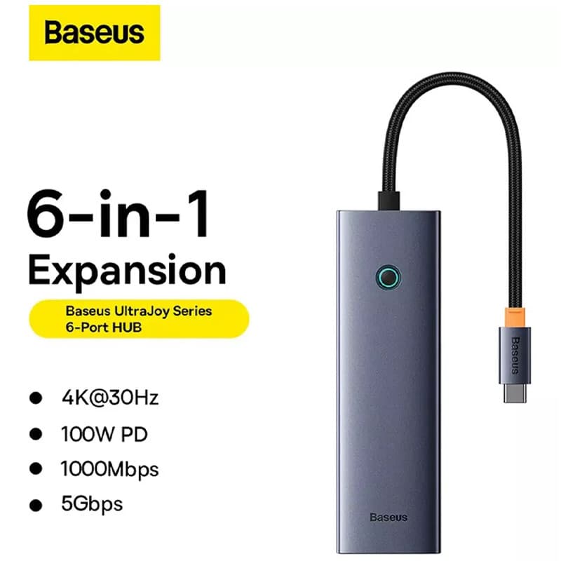 هاب 6 پورت Type-C باسئوس UltraJoy Series BS-OH151 B00052802811-00 — تصویر ۱۰