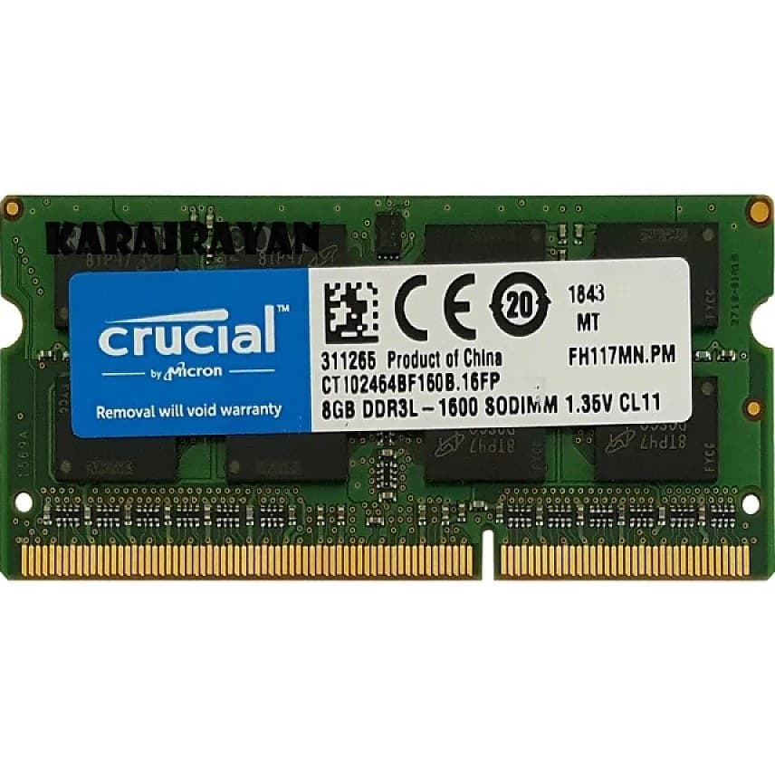 رم لپ تاپ 8 گیگ Crucial DDR3-PC3L-1600-12800 MHZ 1.35V
