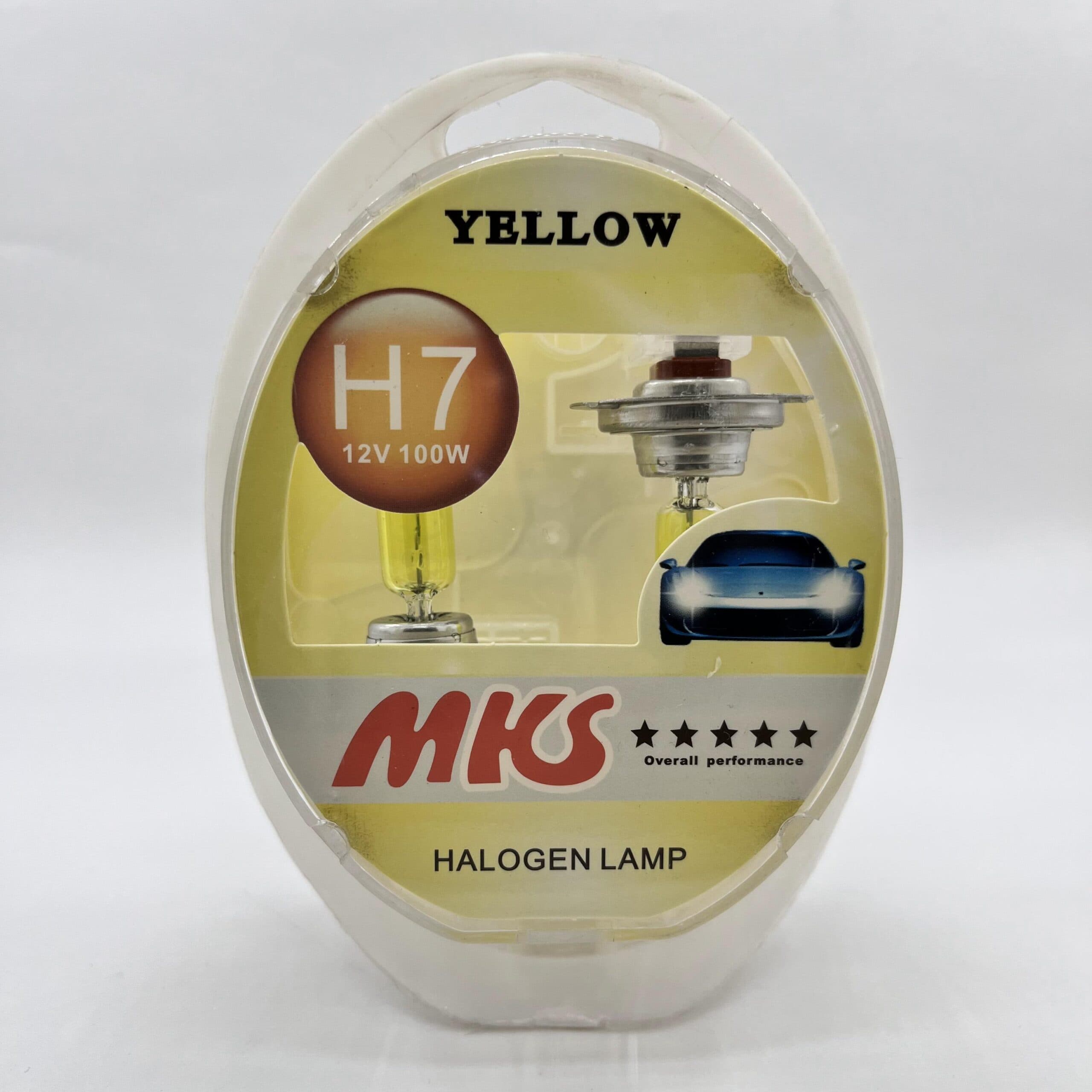 لامپ خودرو MKS / پایه H7 مدل Yellow (زرد) ولت 12 ( بسته دو عددی )