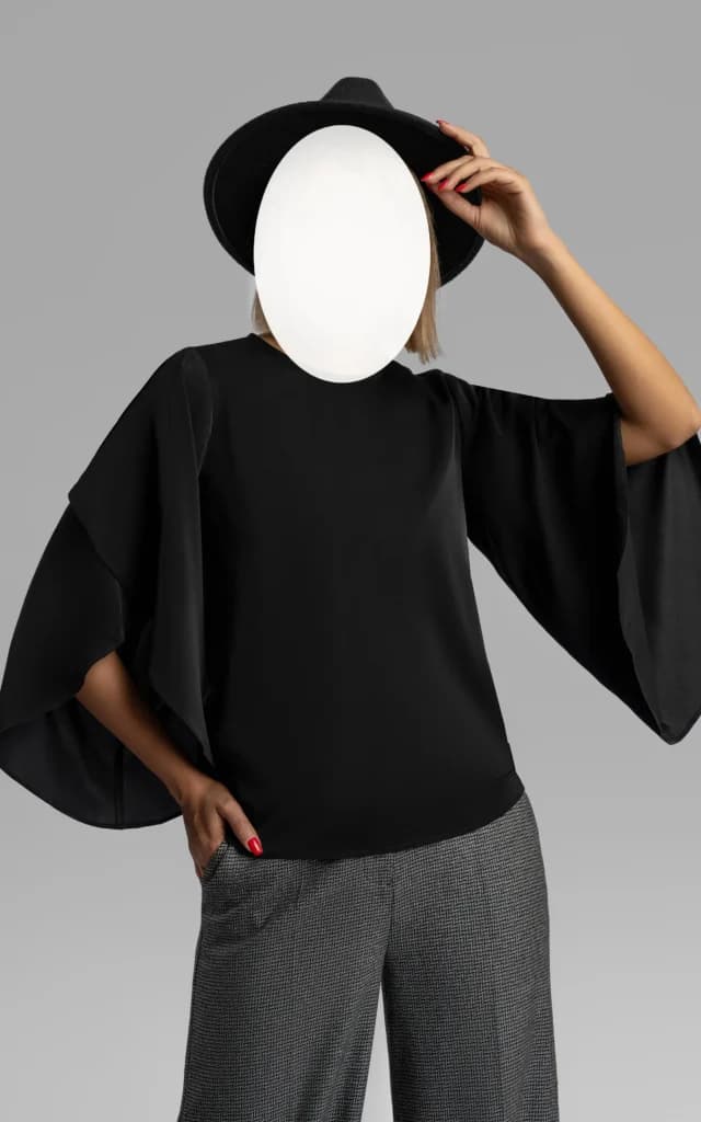 بلوز مشکی زنانه آستین گشاد یقه گرد nevado کد 403012531532 — تصویر ۶