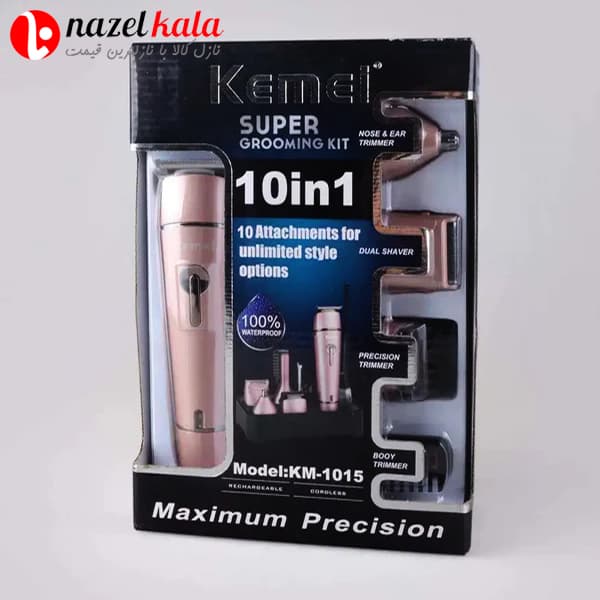 ماشین اصلاح پنج کاره سر، صورت و بدن کیمی مدل KM-1015 — تصویر ۱۱