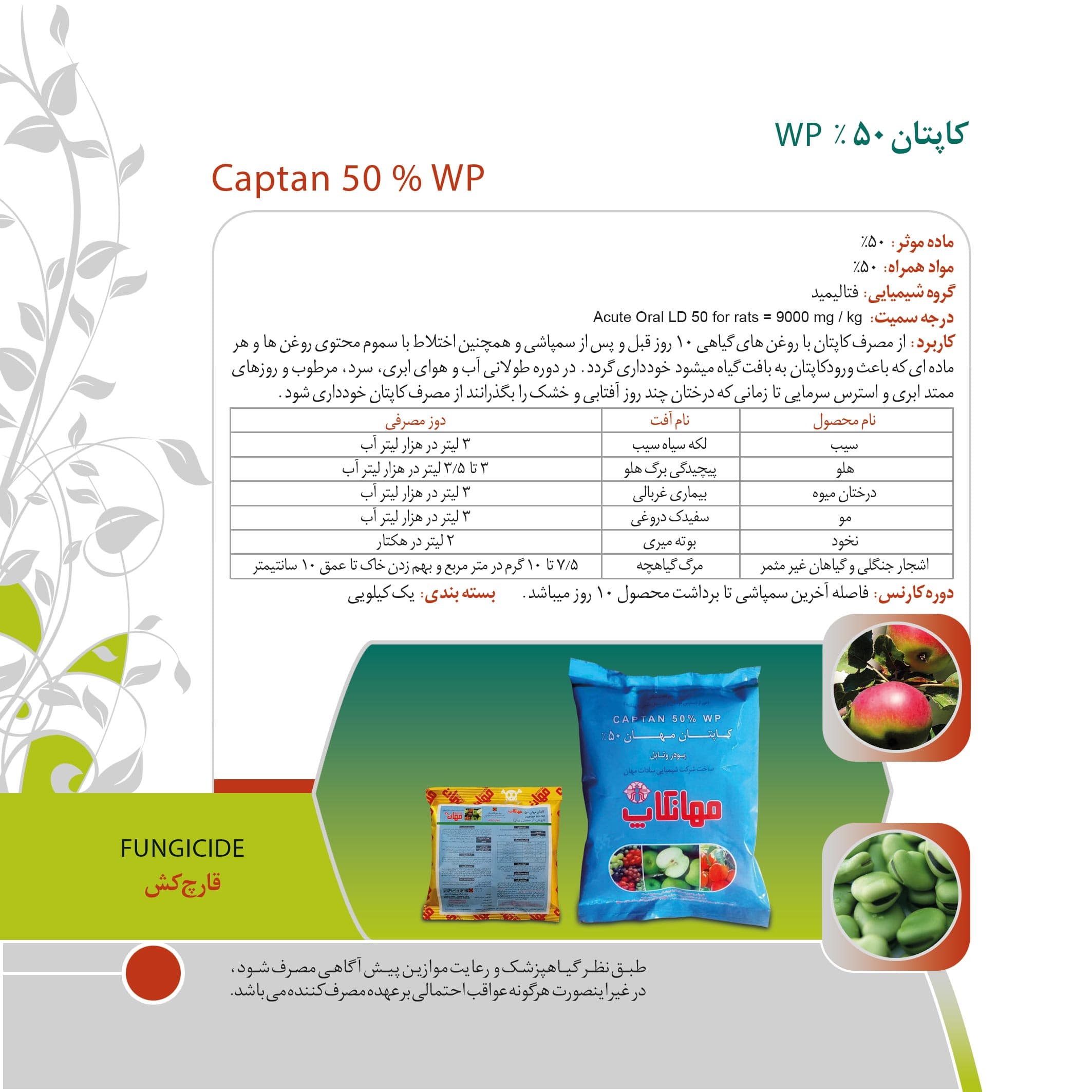 قارچ کش کاپتان 1 کیلویی مهان — تصویر ۴