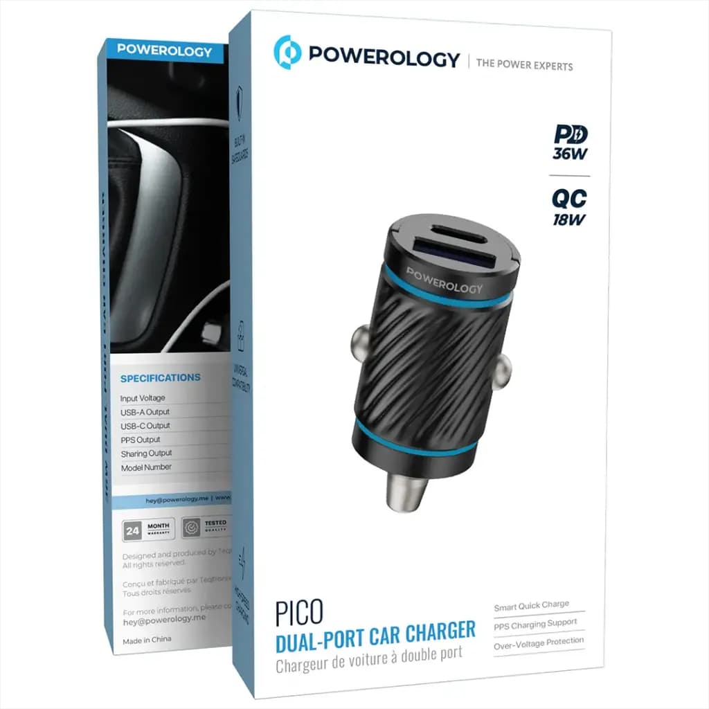 شارژر فندکی پاورولوژی Pico Dual Port 36W مدل PCCSR023BK — تصویر ۴
