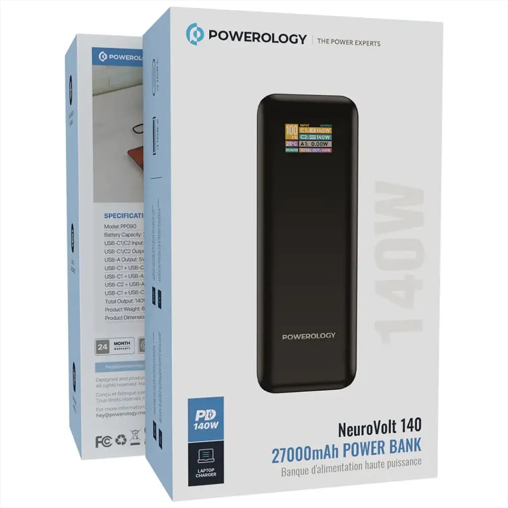 پاوربانک 140 وات پاورولوژی مدل NeuroVolt PPBCHA90BK — تصویر ۳