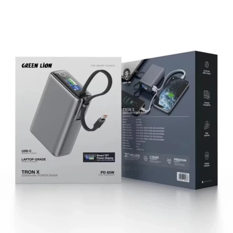 پاوربانک گرین لاین 20000mAh مدل Tron X GNTRX20P65GY — تصویر ۳