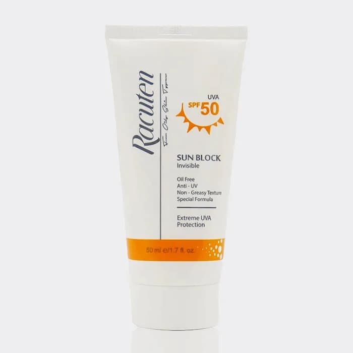کرم ضد آفتاب بدون چربی راکوتن Racuten SUN BLOCK INVISIBLE SPF 50 OIL FREE 50 ml