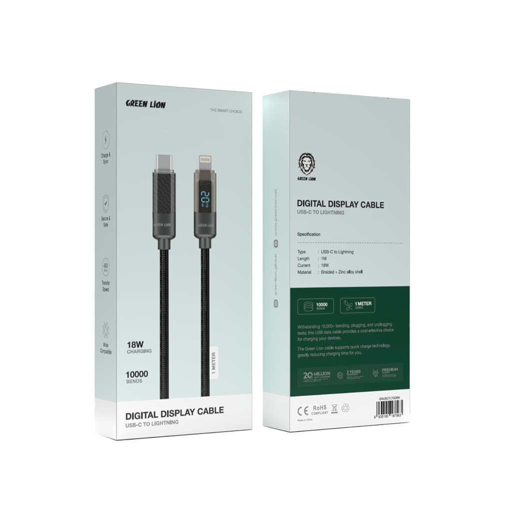 کابل دیجیتال USB-C به Lightning گرین لاین مدل GNUBCTLTGDBK — تصویر ۳